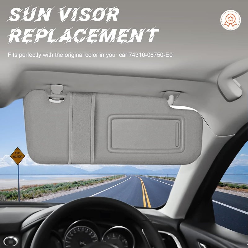 ILONPA Gray Passenger Right Side Sun Visor Replacement Compatible with 2007 2008 2009 2010 2011 Toyota Camry Without Sunroof Replace 74310-06750-E0 - Image 3